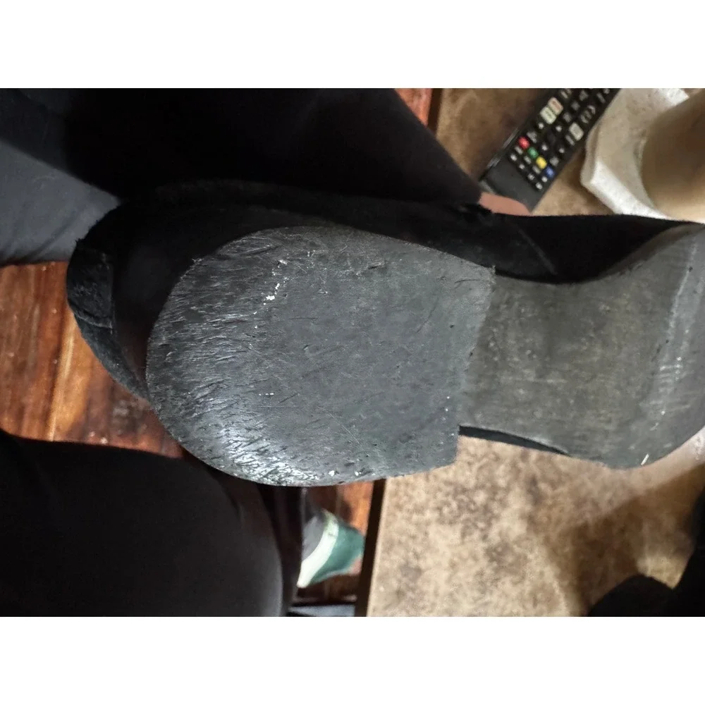 BP Over The Knee Boots 9M Black Leather Suede Block Heel Minimalist Chic
